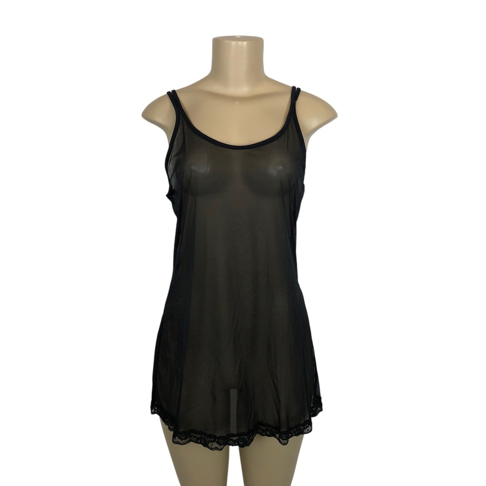 Victorias Secret Sheer Mesh Lace Trim Top Chemise Nightgown Gothic Whimsigoth